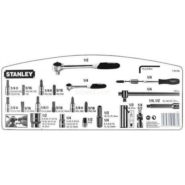 Набір інструментів 1/4"+1/2", 92 шт Stanley 1-95-586