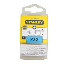 Біти "TORSION" PZ2 посилені, 6 шт, 1/4'' 25 мм Stanley 1-13-635