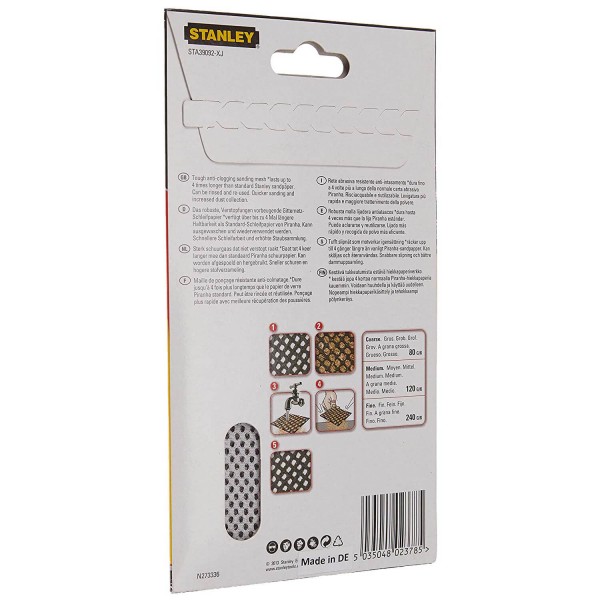 Сітка шліфовальна Stanley 100х165 мм 3 листа 80 мкм (STA39092)