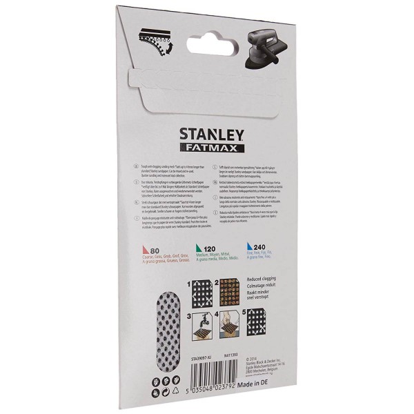 Сітка шліфовальна Stanley 100х165 мм 3 листа 120 мкм (STA39097)