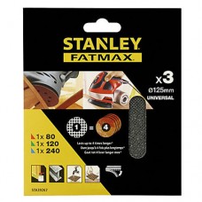 Сітка шліфовальна Stanley для ексцентрика 125 мм 3 листа 80, 120, 240 кріплення QUICK-FIT (STA39267)