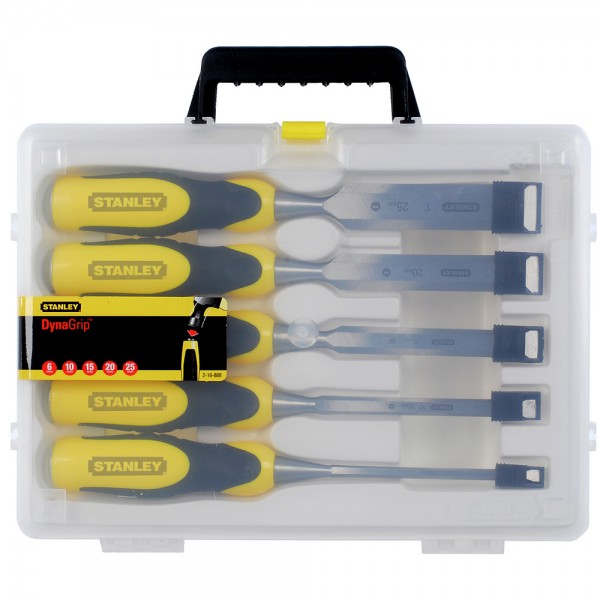 Набір стамесок 5 од. (пластиковий кейс) серія Stanley DynaGrip™ (6, 10, 15, 20, 25 мм) Stanley 2-16-888