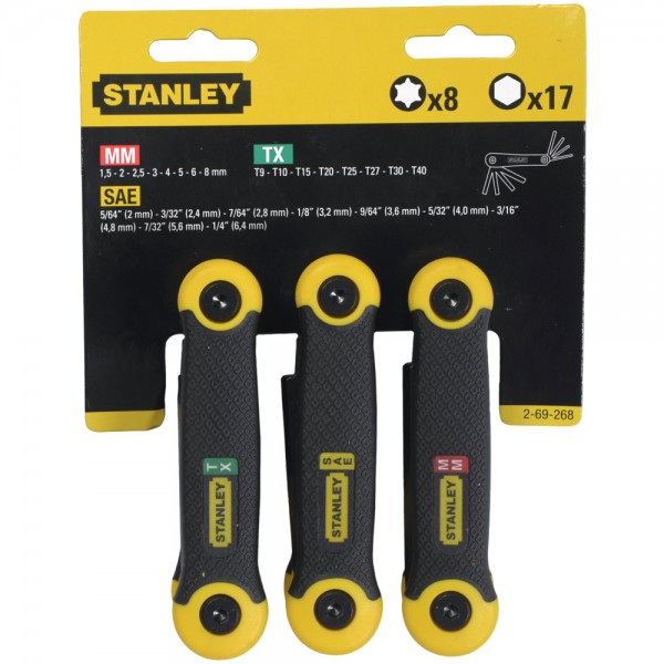 Комплект наборів ключів торцевих (6-тигран.8ед-метрич, 9-од дюйм., 8-од "Torx") Stanley 2-69-268