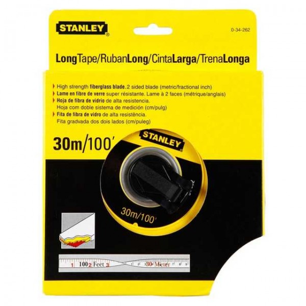 Рулетка 30 м х 12,7 мм скловолоконна стрічка Stanley 0-34-262