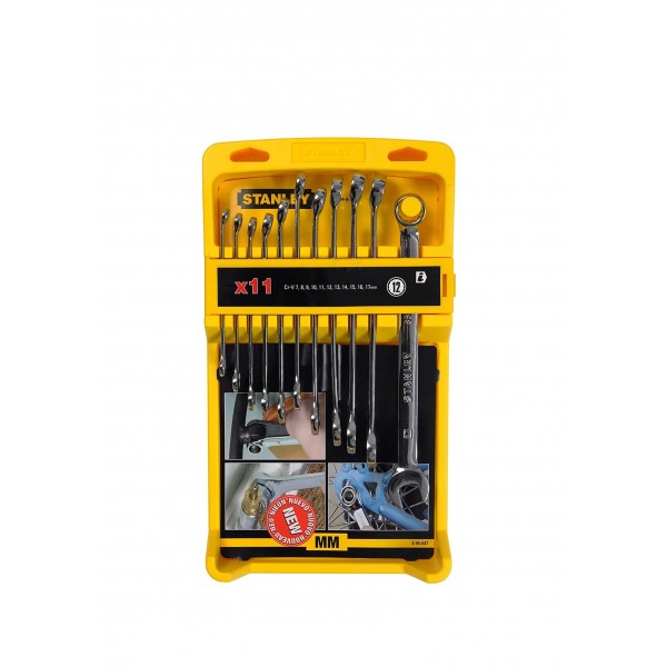 Набір ключів комбінованих 11 шт подовжених (7, 8, 9, 10, 11, 12, 13, 14, 15, 16, 17 мм) Stanley 4-94-647