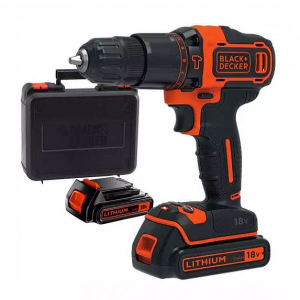Дриль-шуруповерт акумуляторний ударний BLACK + DECKER BDCHD18KB
