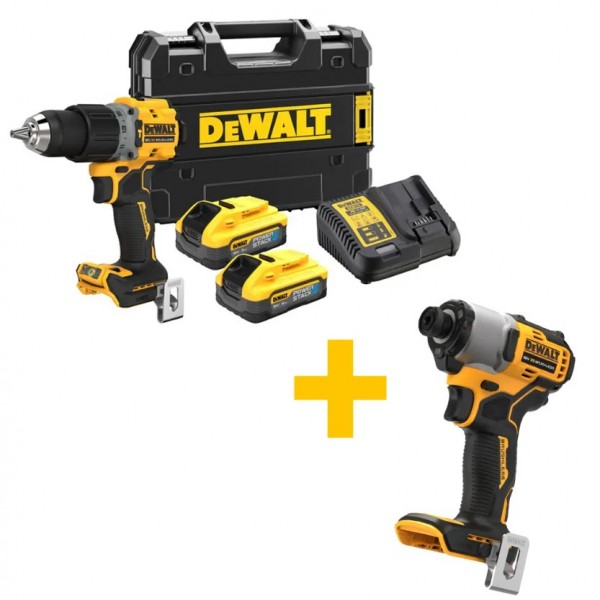 Дриль-шурупокрут безщітковий ударний DeWALT DCD805H2T+DCF840N