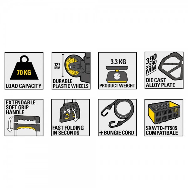 Візок вантажний складний Stanley 70кг, платформа 39х28см (SXWT-FT501)