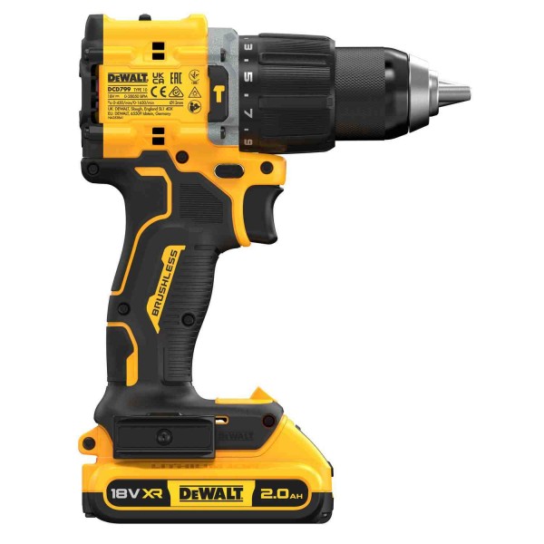 Дрель-шуруповерт аккумуляторная безщеточная ударная DeWALT DCD799D2T