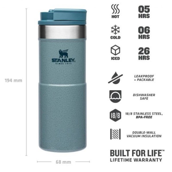 Термокухоль Stanley Classic Never Leak Hammertone Ice 0.35 л (6939236382953)