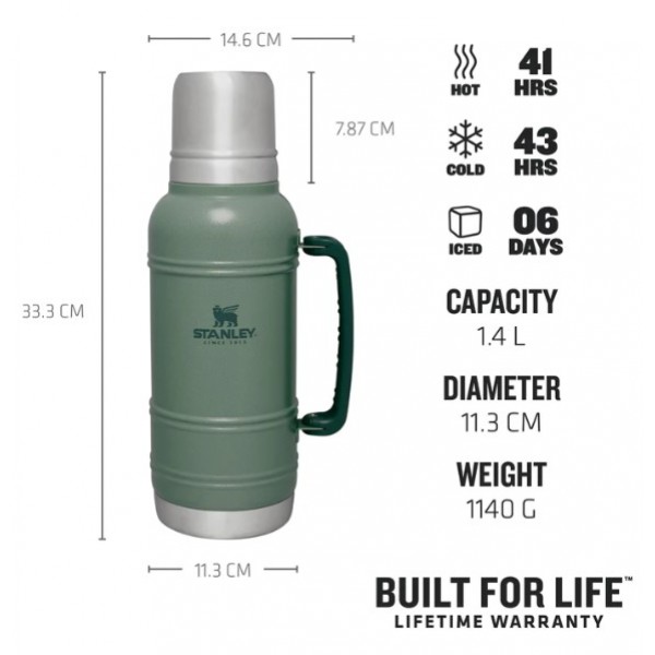 Термос Stanley Artisan Thermal Hammertone Green 1.4 л (1210001944046)