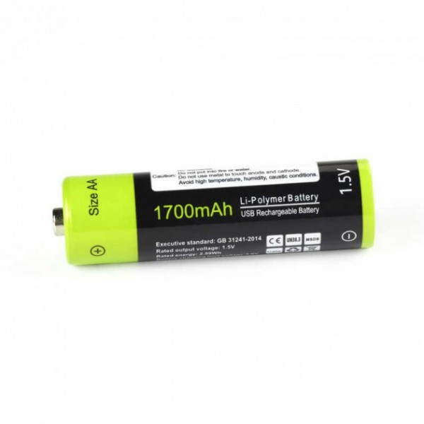 Акумуляторна батарейка ZNTER АА 1,5V 1700 mAh заряд від micro USB