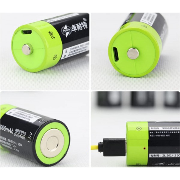 Акумуляторна батарейка ZNTER С 1,5V 3000 mAh заряд від micro USB