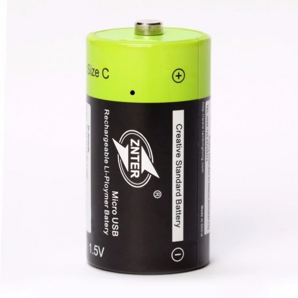 Акумуляторна батарейка ZNTER С 1,5V 3000 mAh заряд від micro USB