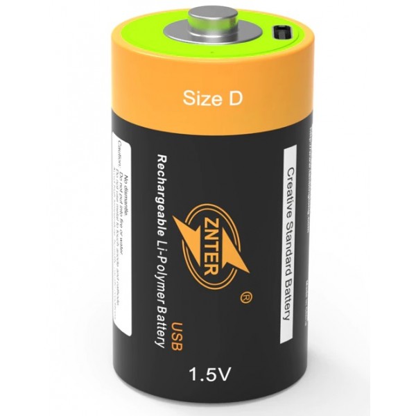 Акумуляторна батарейка ZNTER D 1,5V 10000 mAh заряд від Type C