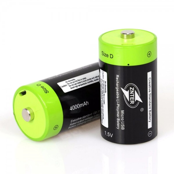 Акумуляторна батарейка ZNTER D 1,5V 4000 mAh заряд від micro USB