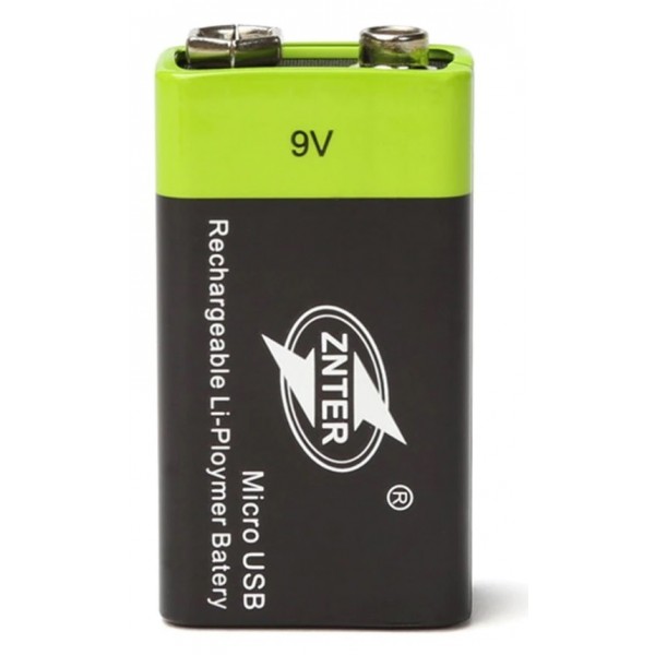 Акумуляторна батарейка ZNTER 9V 600 mAh заряд від micro USB